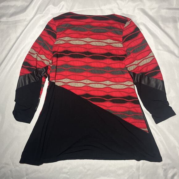 Boho Chic Womens XL Tunic Top Pullover Artsy Boho Asymmetric Lagenlook Red USA - Picture 3 of 8